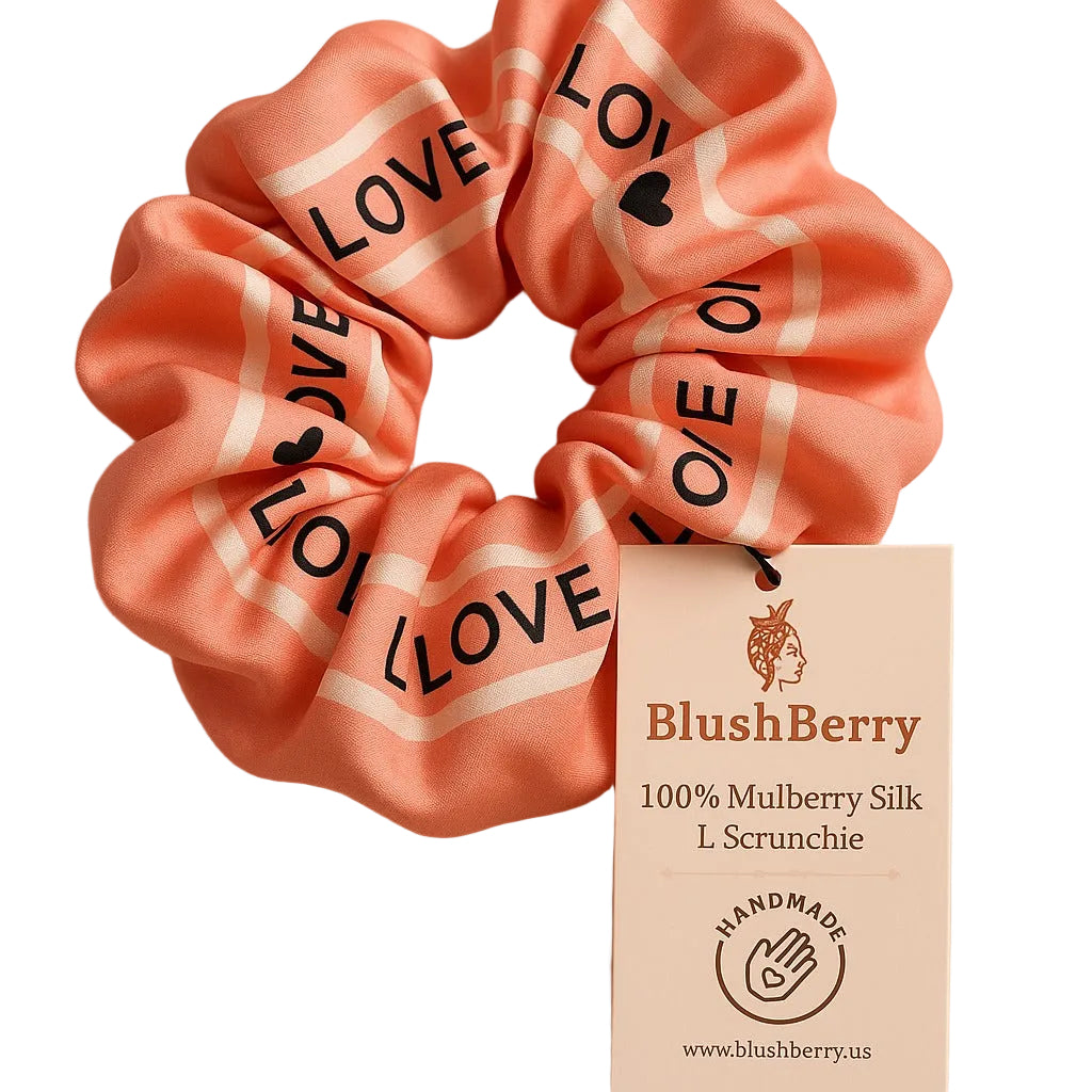 Pink love-Pure Mulberry Silk Scrunchie – 20 Momme | 5.5"