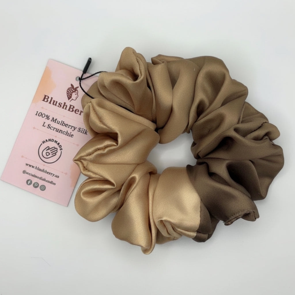 Golden double shade, Pure Mulberry Silk Scrunchie – 20 Momme | 5.5"
