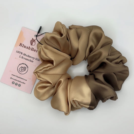Golden double shade, Pure Mulberry Silk Scrunchie – 20 Momme | 5.5"