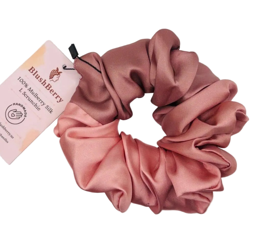 Peach double shade-Pure Mulberry Silk Scrunchie – 20 Momme | 5.5"