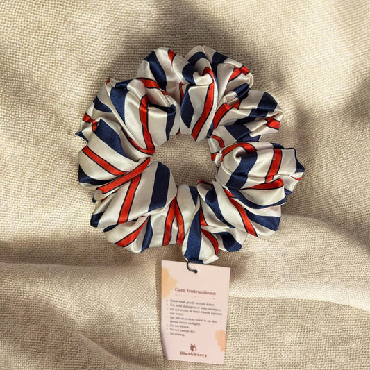 America flag colors, Pure Mulberry Silk Scrunchie – 20 Momme | 5.5"