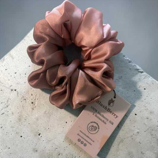 Pink Double shades-Pure Mulberry Silk Scrunchie – 20 Momme | 5.5"